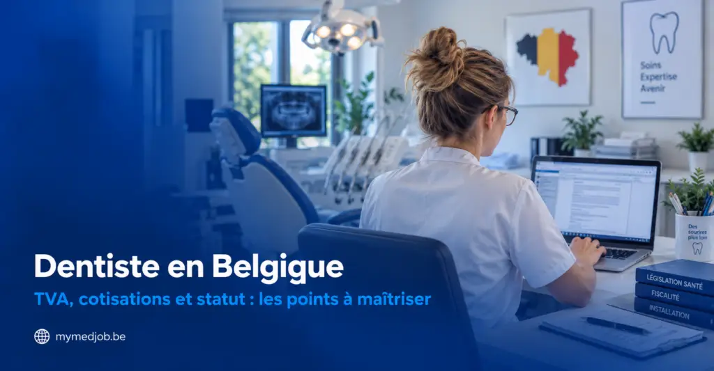 Dentiste en Belgique travaillant dans un cabinet dentaire et consultant des informations administratives