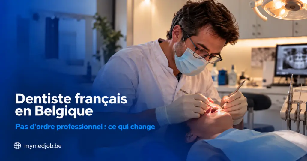 Dentiste français soignant un patient dans un cabinet dentaire en Belgique